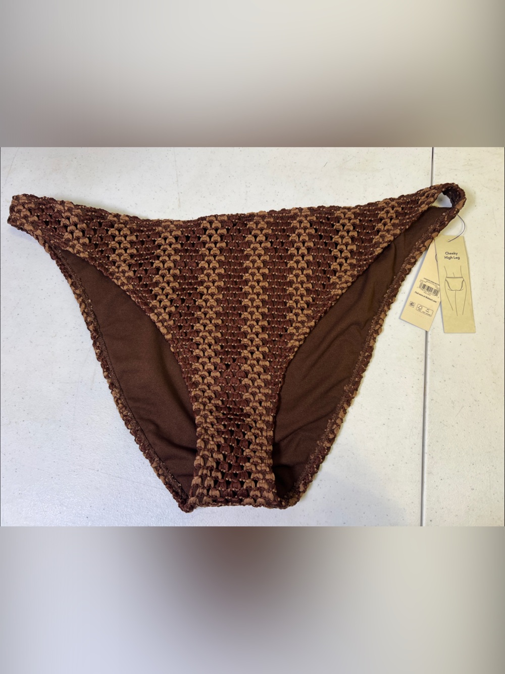NOBO Brown Crochet Bikini Bottom - Two-Tone Chocolate